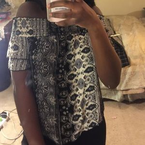 Tribal Printed Off the Shoulder Blouse